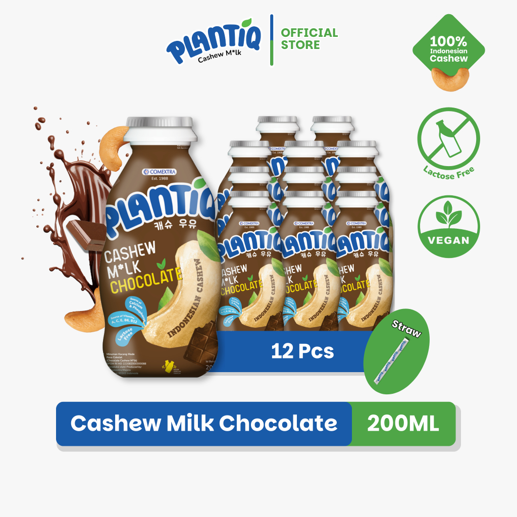 

[12 PCS ] PLANTIQ Cashew Milk Chocolate 200ml - Susu Kacang Mede Rasa Coklat - Non Dairy Milk Lactose Free