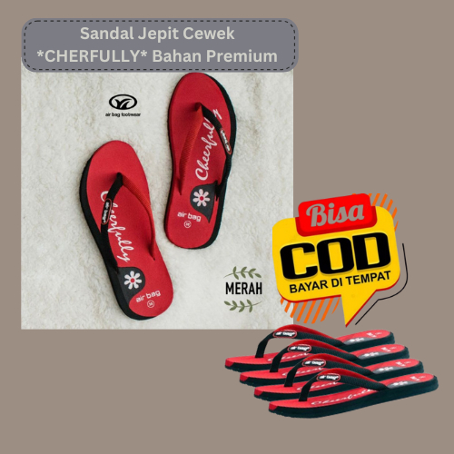 Sandal Wanita Santica Cheerful  Bahan Premium - Merah 38