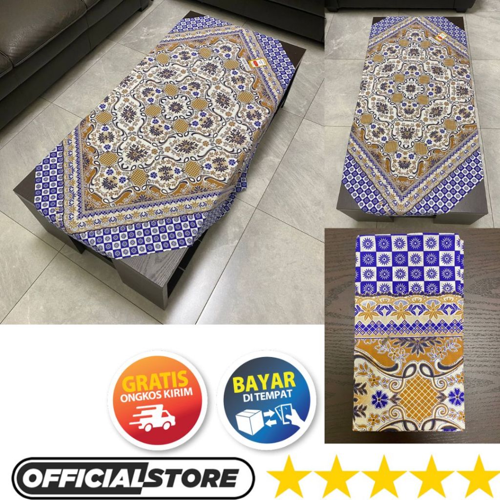 Taplak Meja Ruang Tamu Persegi Empat Kotak Square Motif Batik Tulis Pekalongan Ukuran 110 x 105 Poli
