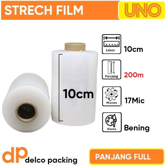 

Stretch Film OEM Plastik Wrapping Lebar 10 Cm Panjang 200 Meter Full 17 Micron