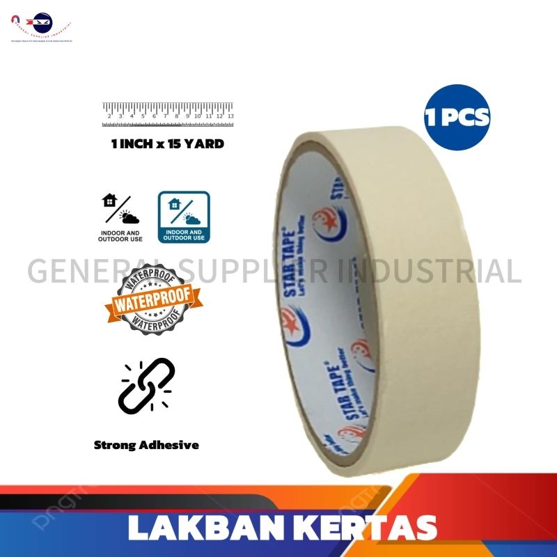 

LAKBAN KERTAS 24mm x 15 Yard | ISOLASI KERTAS | LAKBAN KERTAS