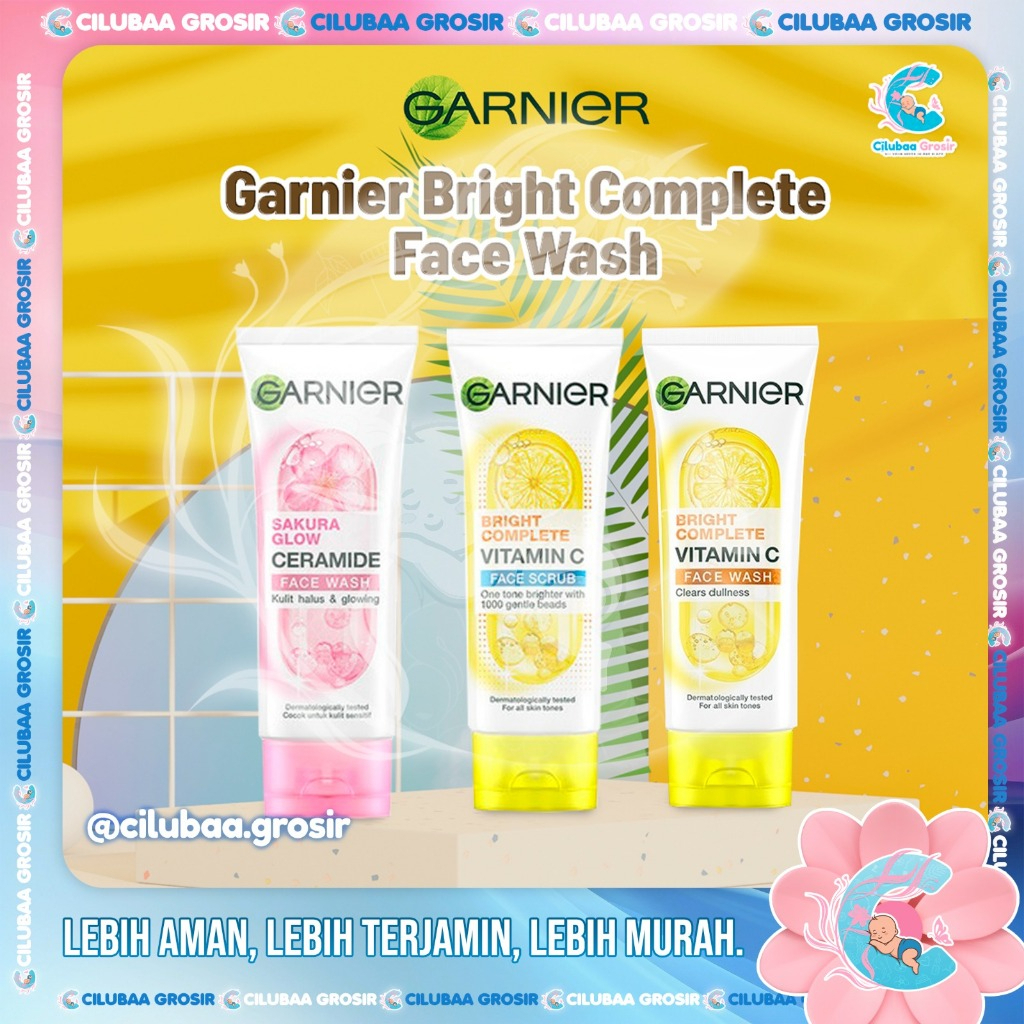 Garnier Bright Complete Face Wash || Sakura Glow Hyaluron Face Wash Foam Scrub 100ml