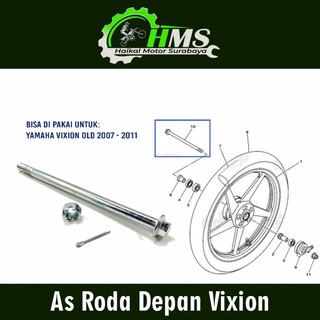 As Roda Depan Vixion - As Tromol Fork Forek Depan + Mur Yamaha Vixion Lama Old