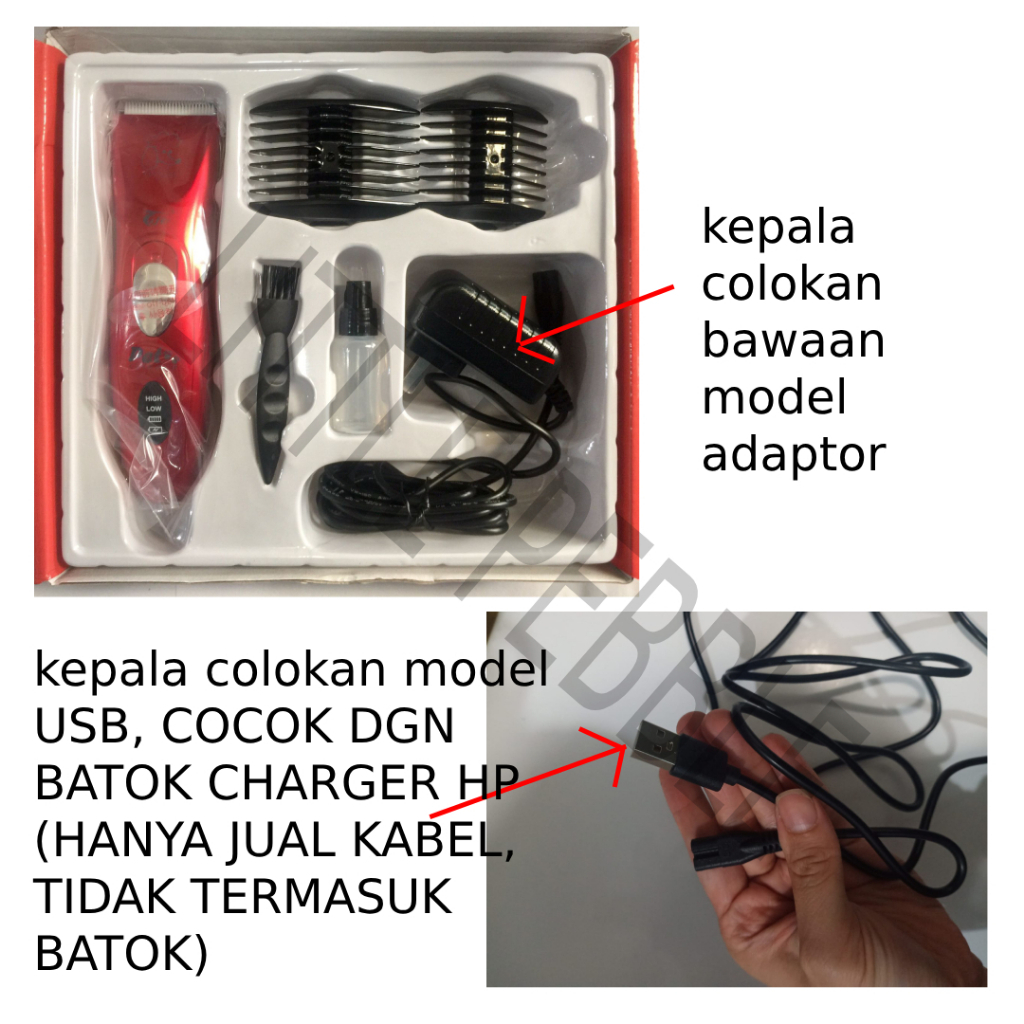 KABEL CAS CHARGER PET CLIPPER TIFE ALAT CUKUR BULU ANJING KUCING MODEL USB