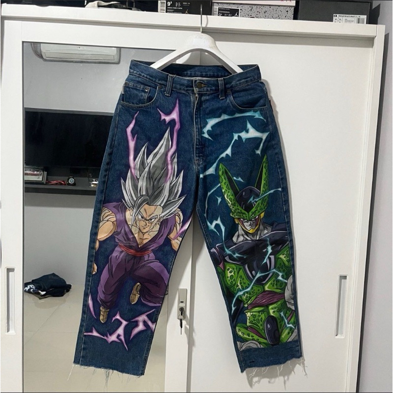 celana jeans carhartt second custom painting dragon ball bekas