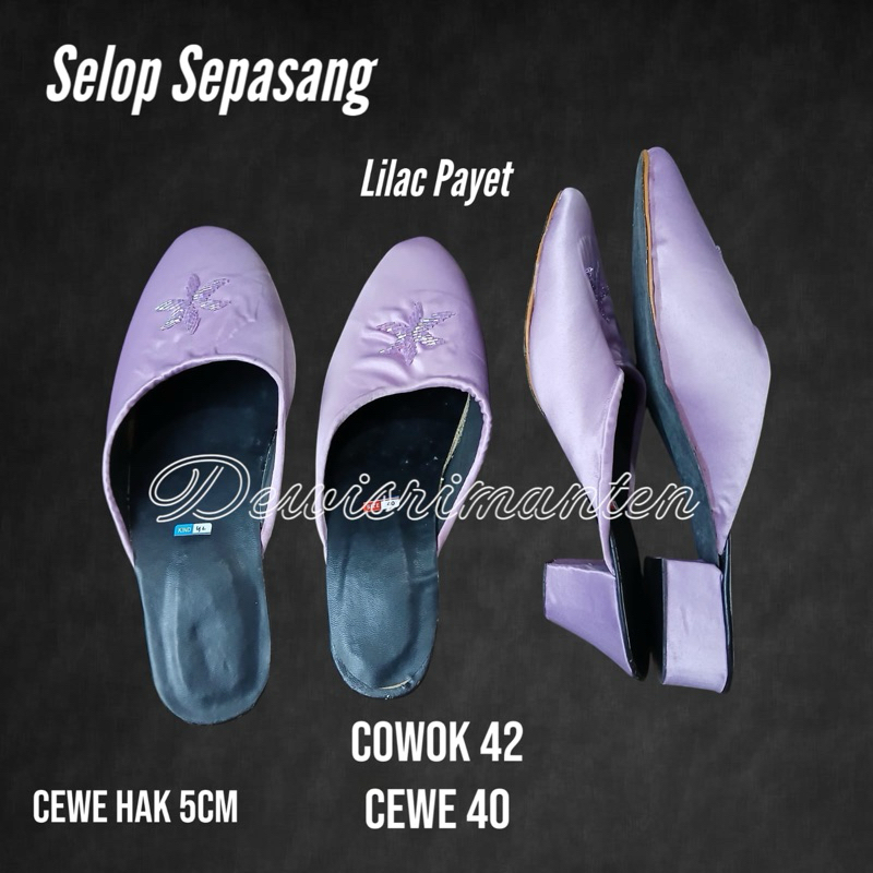 selop pengantin lilac/selop pengantin ungu muda