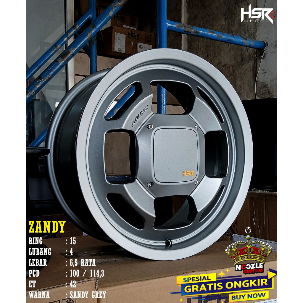 Velg Mobil Listrik Ring 15 Untuk Lubang 4 Pelek Racing HSR Ring 15 Type Zandy