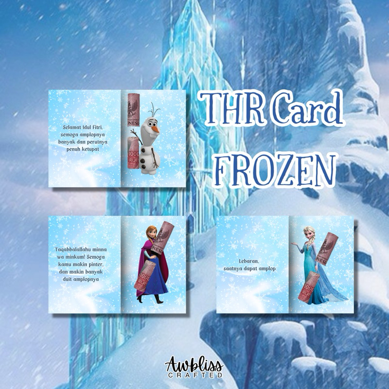

(PAKET 10Pcs) Kartu Amplop THR Lebaran Idul Fitri Frozen Wlsa Olaf unik kreatif lucu