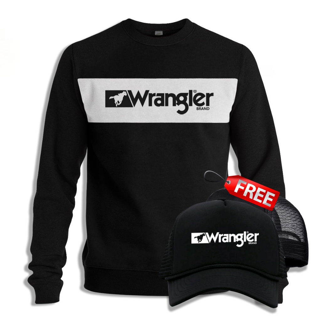 ORIGINAL SWEATER CREWNECK WRANGLER BASIC CASUAL PRIA WANITA ALL SIZE - S M L XL XXL