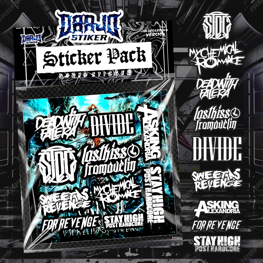 

Stiker Package Band Metal POST HARDCORE " VOL 1 " Glossy Anti Air Tinggal Tempel