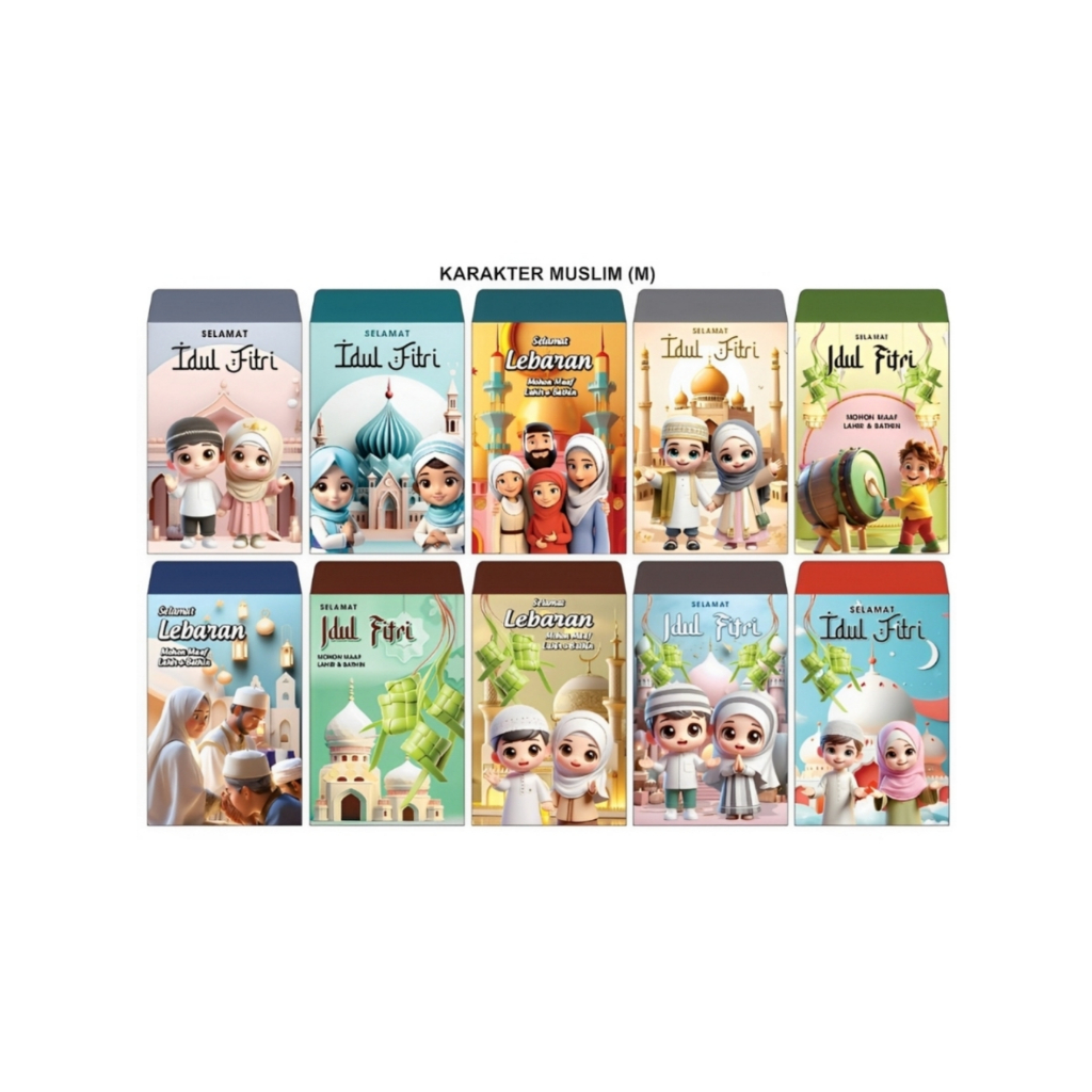 

Amplop Lebaran Karakter Muslim Ukuran Medium Isi (100 pcs)