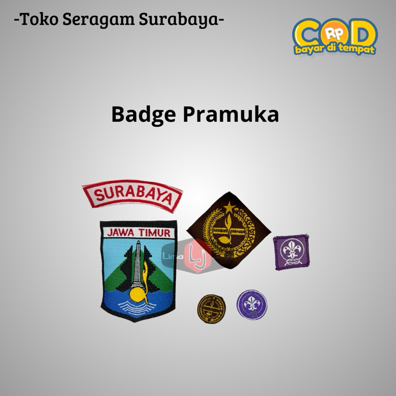 Set Badge Pramuka Lengkap Putra Putri Kwartir Cabang Surabaya