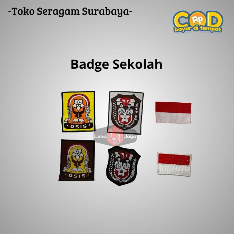 Badge Sekolah Badge OSIS SD SMP SMA dan Bendera Merah Putih bahan Woven Berkualitas