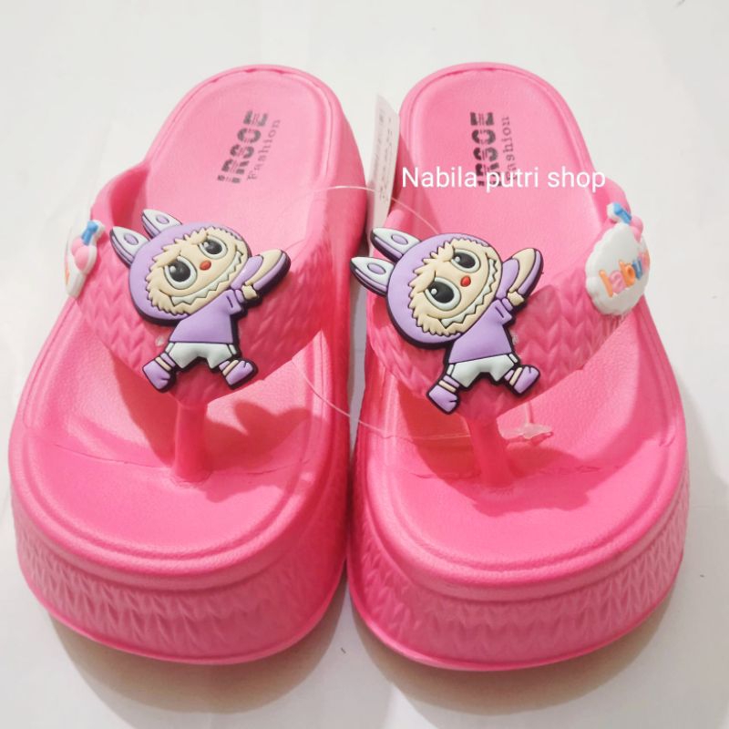 Sandal labubu anak perempuan,Sandal anak ukuran 24 - 29, Sandal terbaru anak perempuan,Sandal IRSOE,