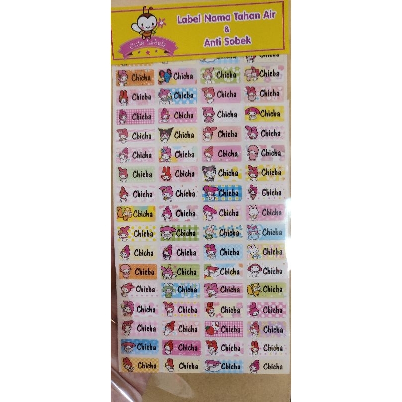 

cute labels sticker tahan air anti sobek.motif melody.sticker buku,alat tulis,tempat makan,botol minum