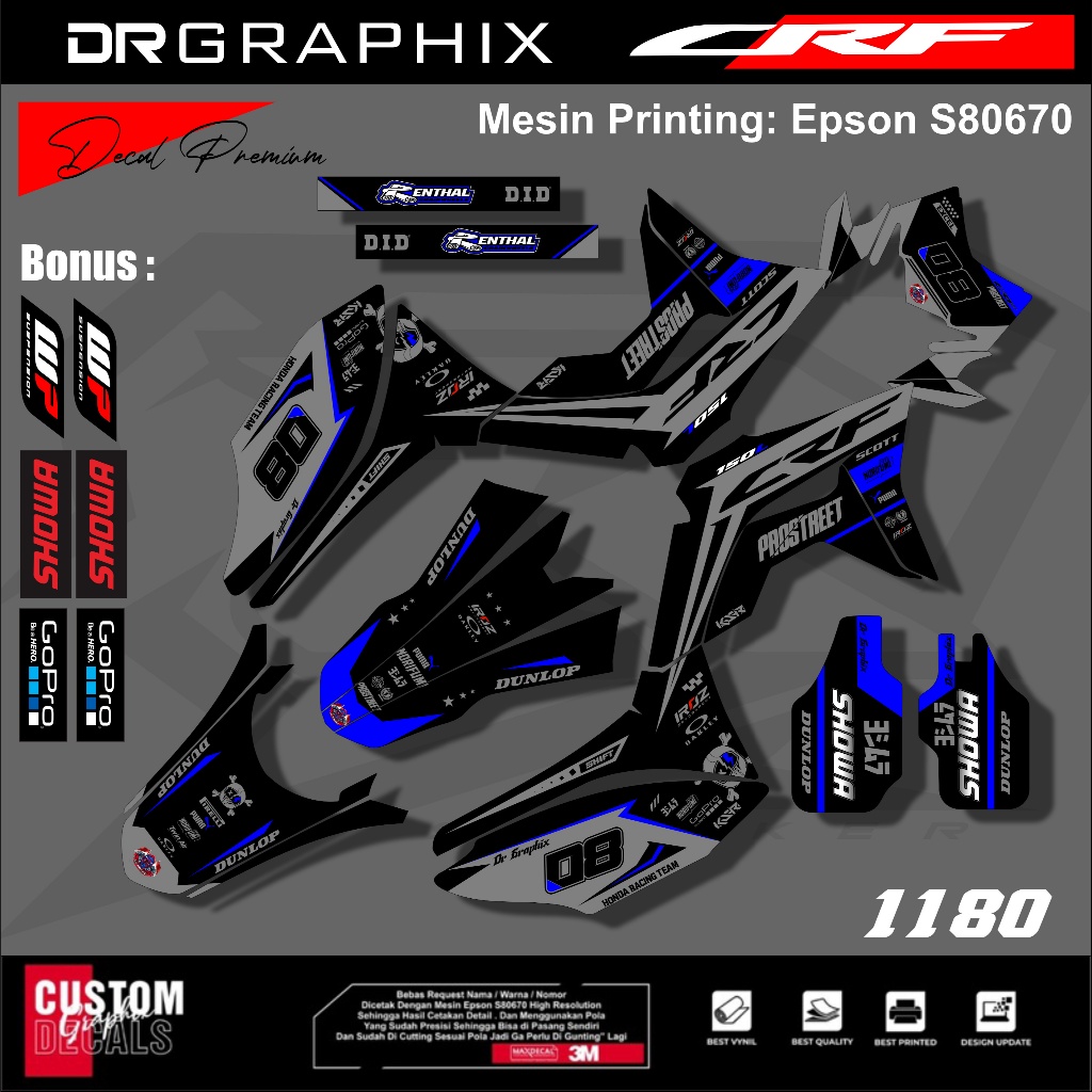 Decal HONDA CRF 150 L FULL Body _ Decal CRF 150 Full Body Desain Racing Bisa REQUEST PAPAN NOMOR DAN