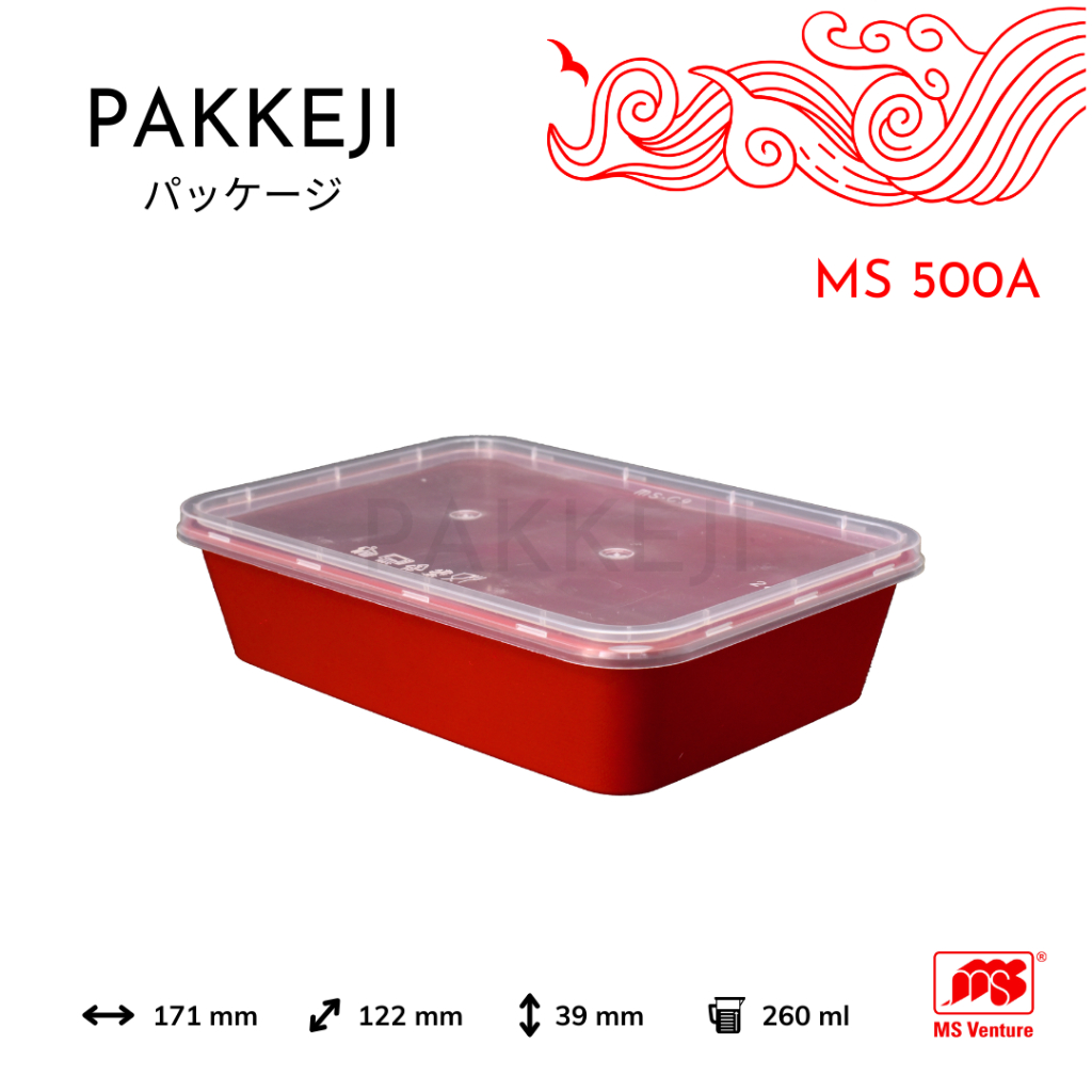 Pakkeji Kotak Plastik 500ml Merah - MS Venture - MS 500A Red