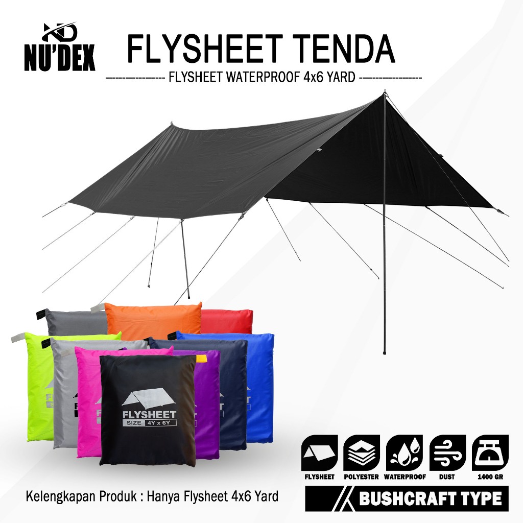 flysheet tenda 4x6 waterproof pelindung tenda flysheet outdoor size 4x6 coating silver anti sinar uv