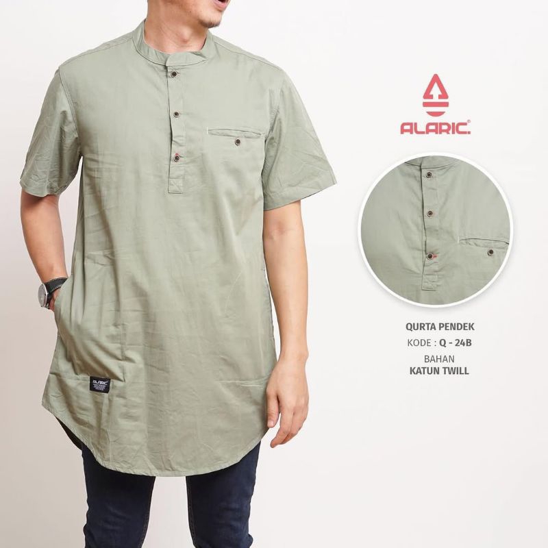 ALARIC Kurta Pria Dewasa Lengan Pendek Katun Cleopatra Premium Series Idul Fitri Muslim Fashion New 