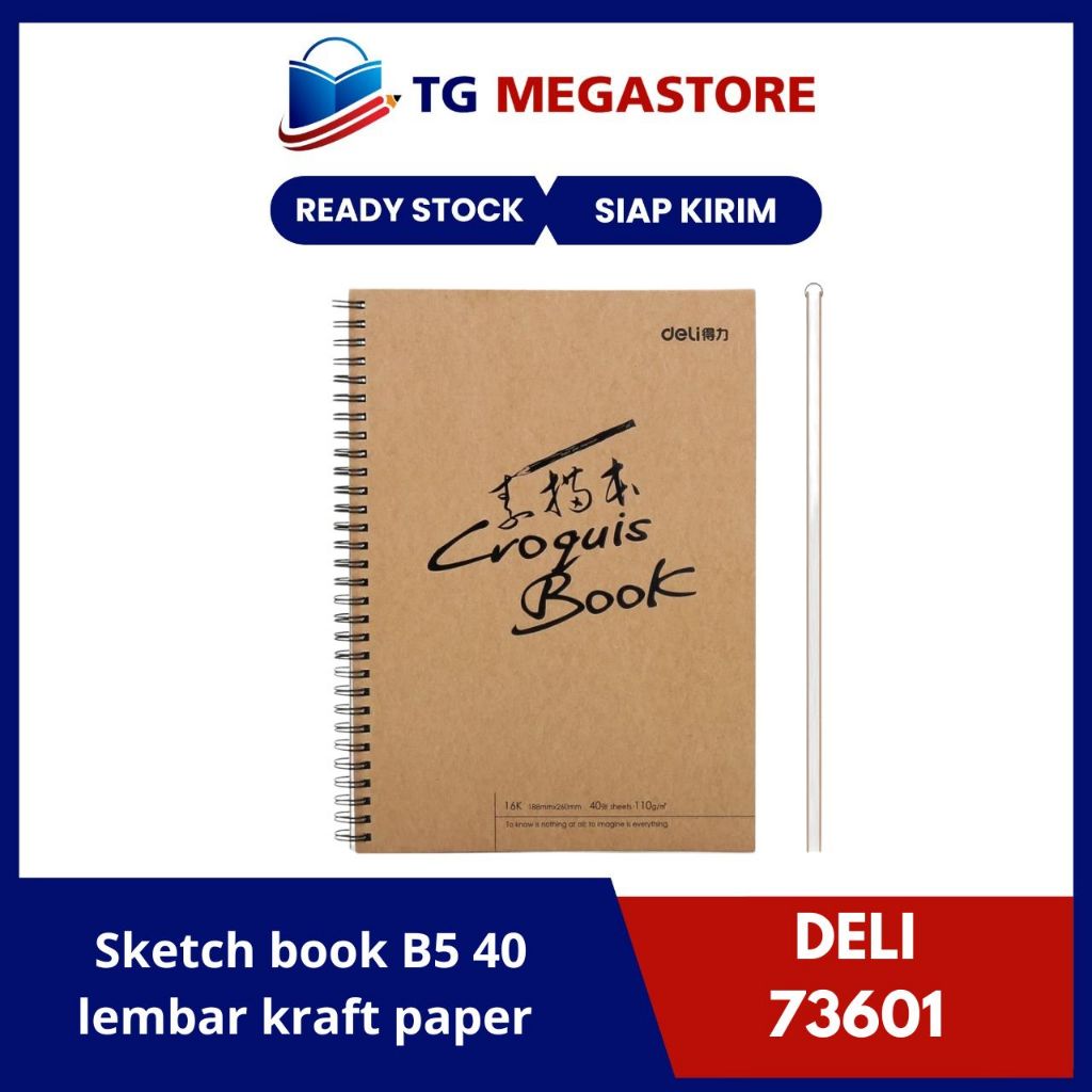 

Sketch book Deli B5 40 lembar kraft paper vertikal - 73601