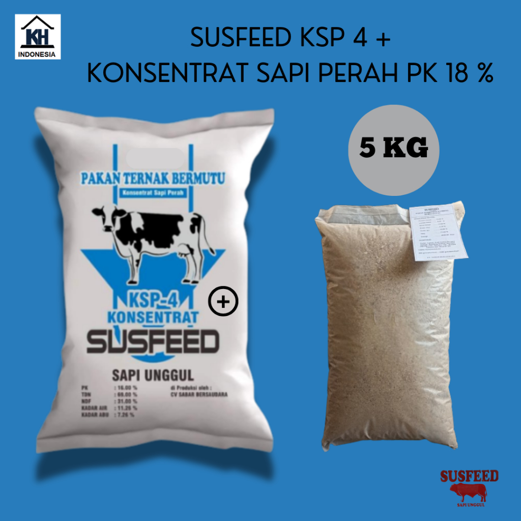 REPACK 5KG - SUSFEED KSP 4 + KONSENTRAT SAPI DAN KAMBING PERAH - PAKAN LAKTASIT - PROTEIN 18 %