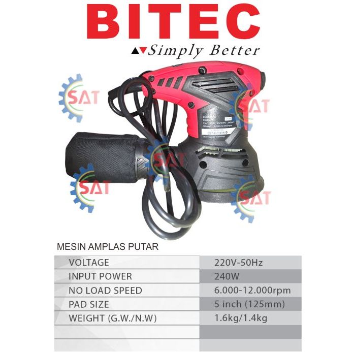 eccentric sander bitec es r-524-th, mesin amplas bulat bitec, mesin polesh bitec, orbital sander bit