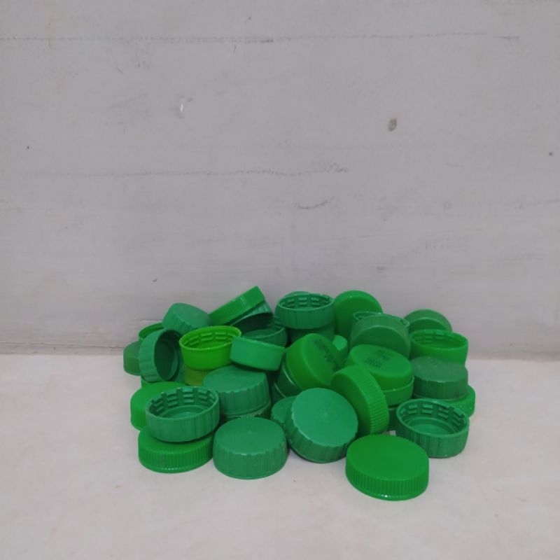 100pcs Tutup Botol Plastik Coca Cola Hijau Bekas Bersih