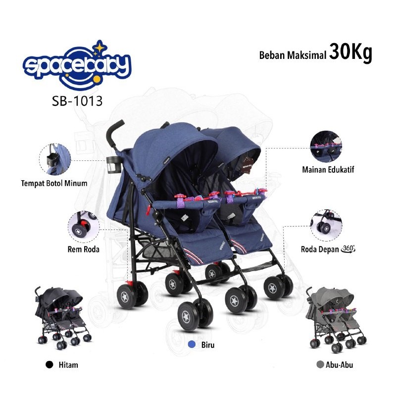 STROLLER BABY KEMBAR SPACE BABY SB-1013 TWIN