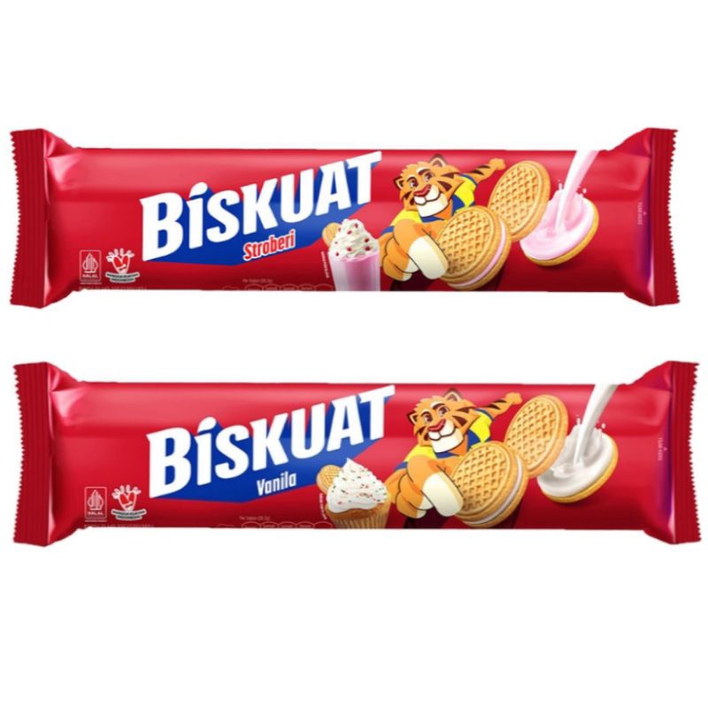 

Biskuat Sandwich Biskuit Vanila strawberry 105 g