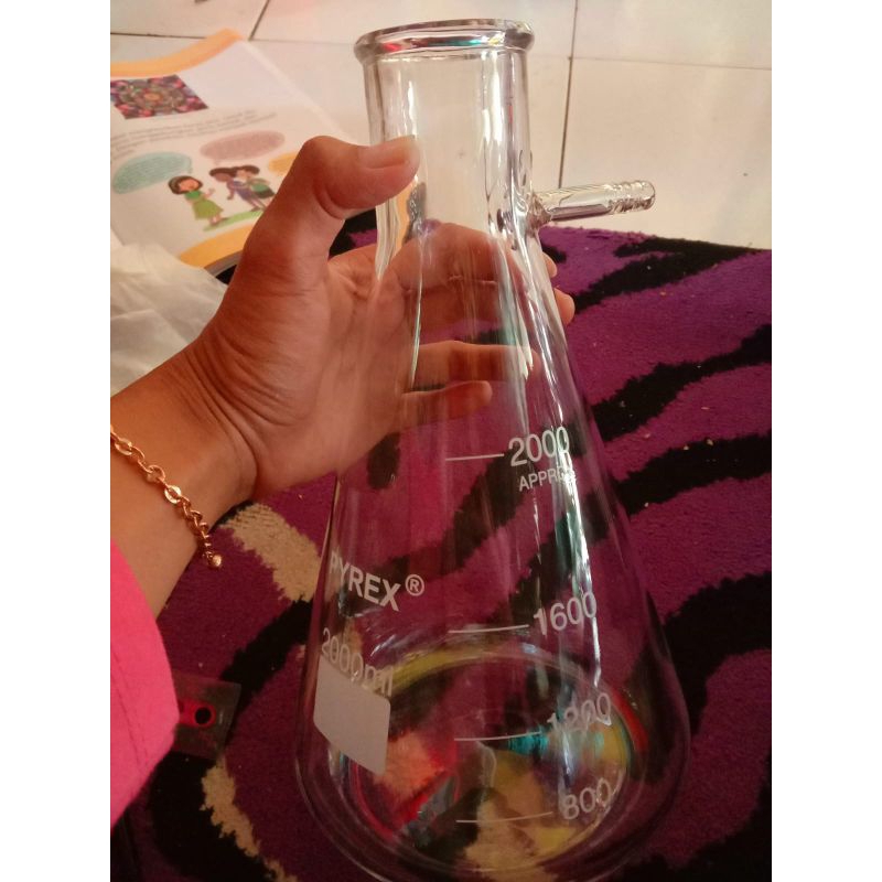 erlenmeyer pipa samping 2000ml pyrex