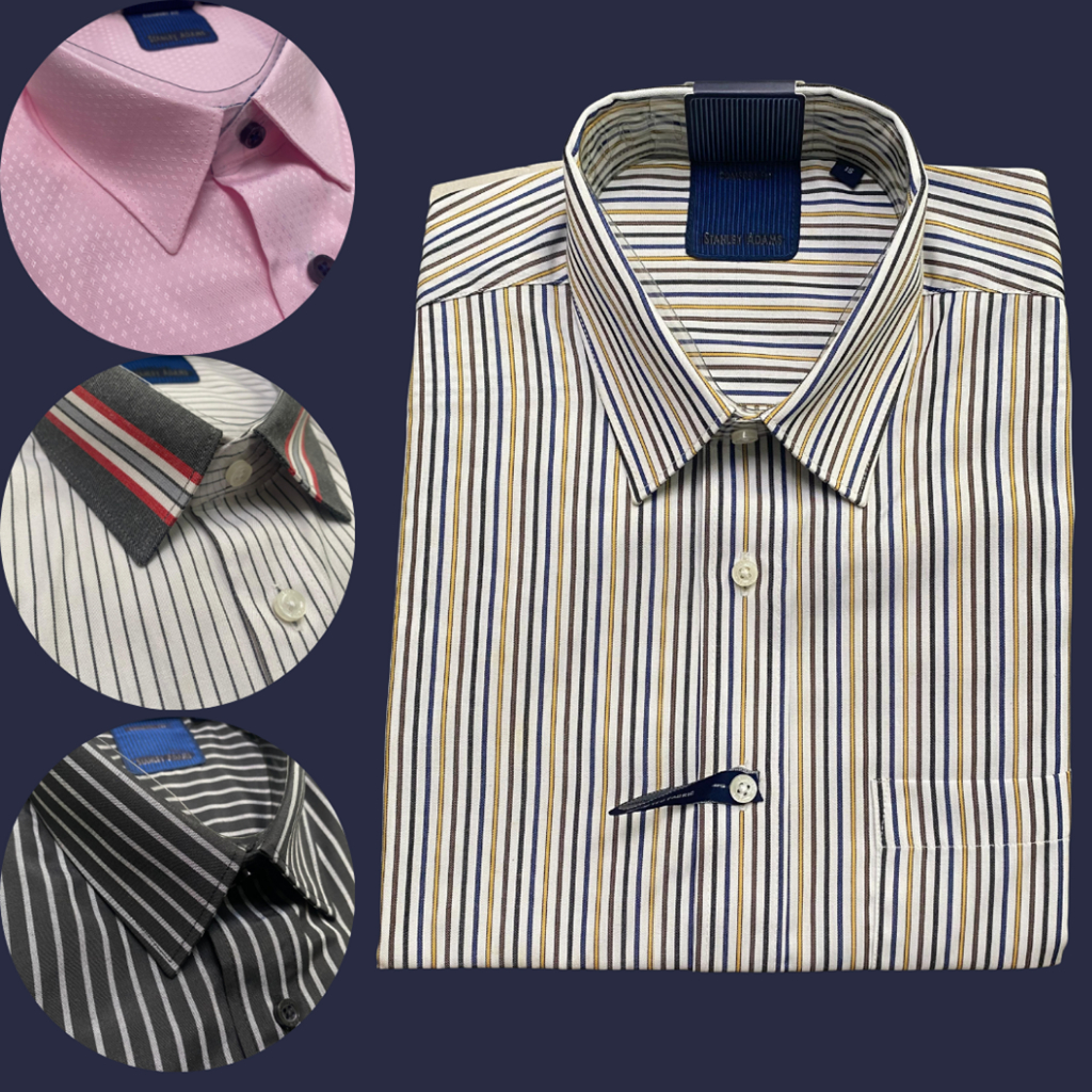 Pakaian Hem Kemeja Formal STANLEY ADAMS Lengan pendek Comfort Fit Fashion Kerja Pria Ukuran Big Jumb