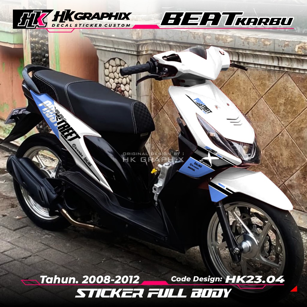 Decal Stiker Full body Honda Beat Karbu 2008 2009 2010 2011 2012 Variasi Beat Karbu Racing Sticker P