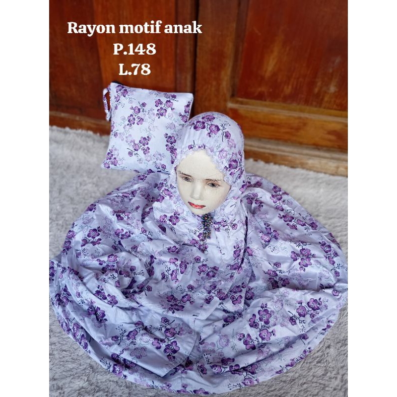 Mukena ANAK SD/MI (6-9th) model terusan lajuran bahan rayon motif bunga cantik warna warni