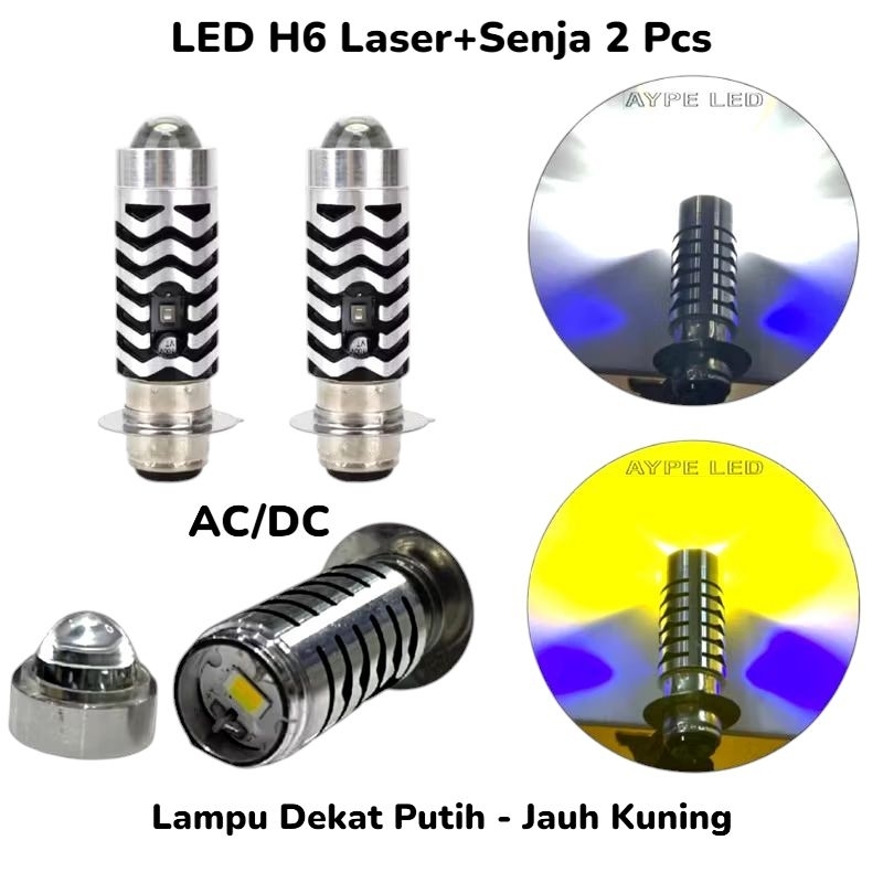Sepasang 2 Pcs Lampu LED Laser H6 + Senja PNP Motor Vario 110 125 Techno JupiterZ Supra x 125 Nouvo 
