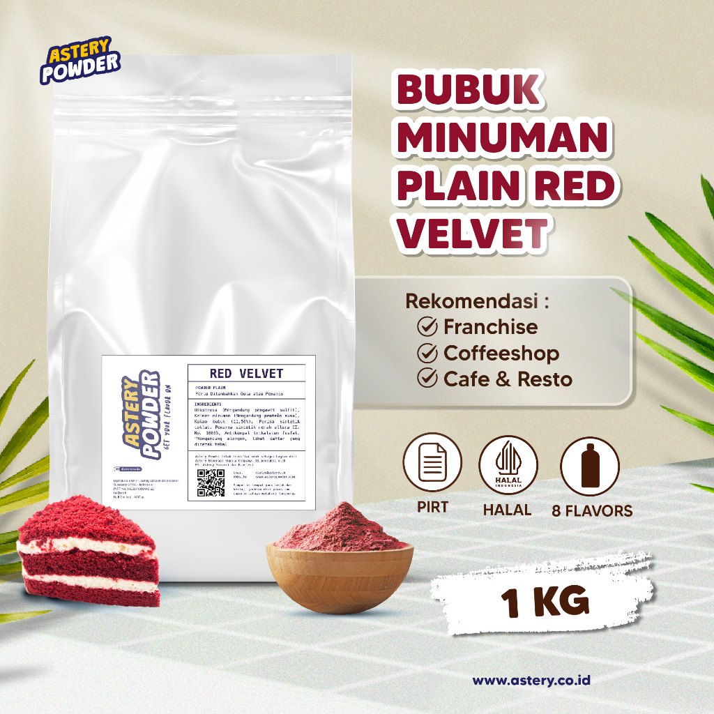 

Astery Powder - 1KG Redvelvet Powder Plain / Redvelvet Powder Drink / Bubuk Redvelvet Minuman / Bubuk Minuman Rasa