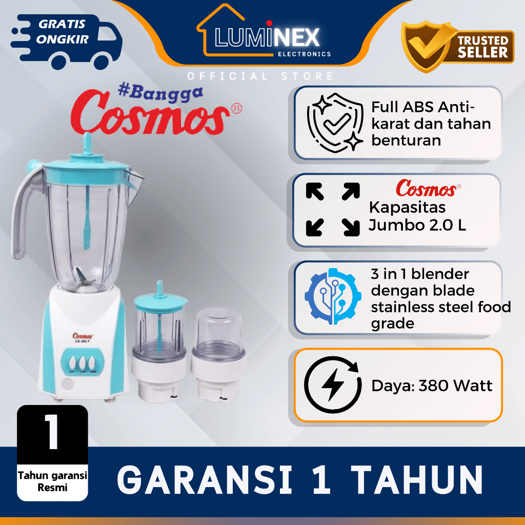 Blender Cosmos 3 in 1 Plastik Jumbo CB 282 P 2.0 L