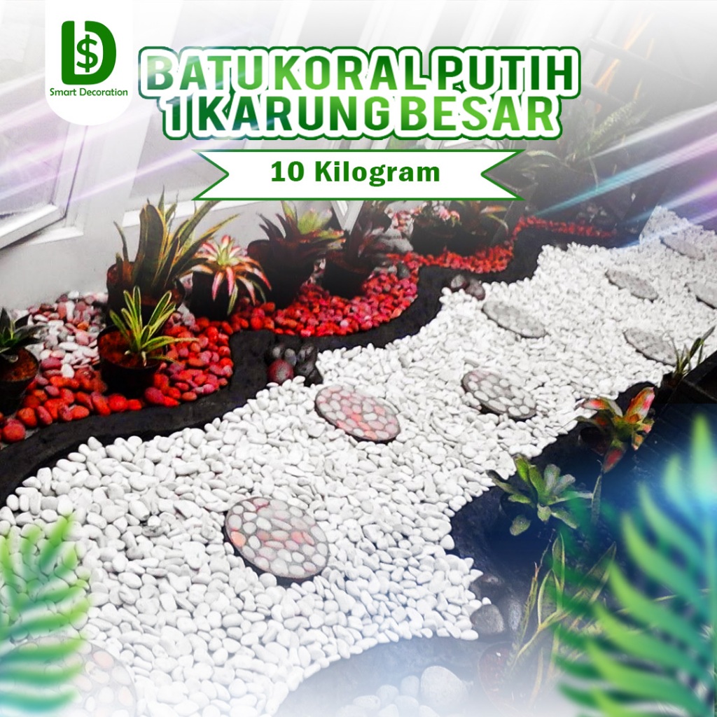 Batu Koral Putih 1 Karung Besar 10kg Untuk Taman