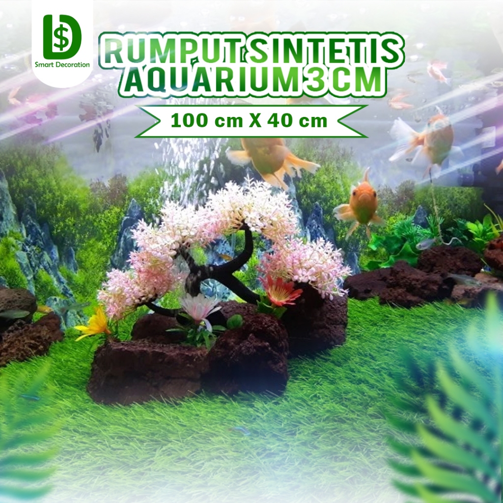 Rumput Sintetis Aquarium Swiss Panjang 100x40 cm Tebal 30mm