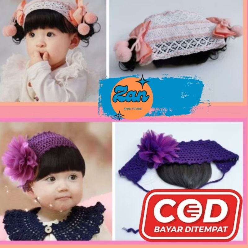 Bandana Bando Wig Aksesoris Bondu Topi Bayi Rambut Poni Kepang Palsu Anak Bayi Baby Balita Perempuan