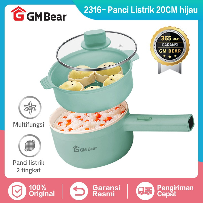 Gm Bear Panci Listrik Serbaguna 2L 2316 - Kompor Listrik Panci Penggorengan Listrik Panci Elektrik