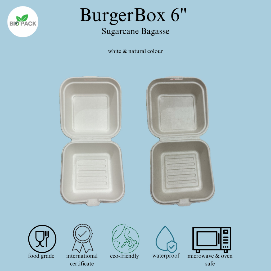 Bagasse Burger Box / Bento Cake 6”