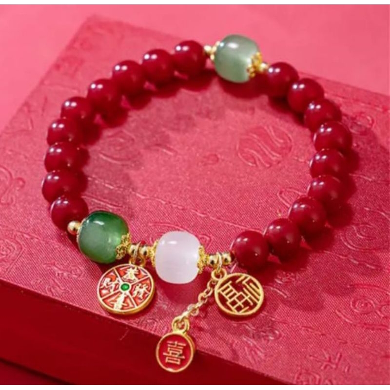 Gelang Giok Merah Keberuntungan Asli