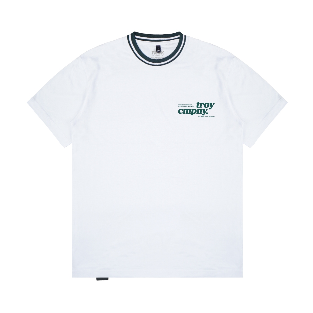 Troy Company Neck Strip Tshirt White Warm The Summer - Kaos Lengan Pendek Kaos Putih KST 3037-2G1W