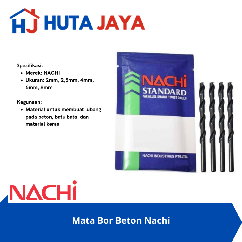 Mata Bor Beton Besi Nachi 2mm Mata Bor Beton Besi Nachi 2,5mm Mata Bor Beton Besi Nachi 4mm Mata Bor