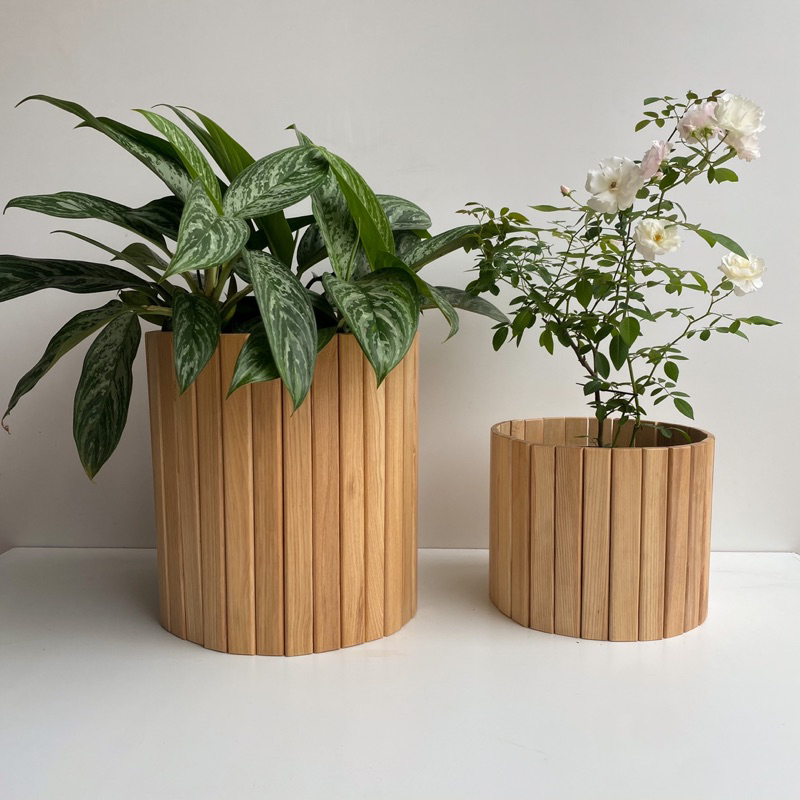 Cover Pot Vakansi Cover Pot Tanaman Aesthetic Kayu