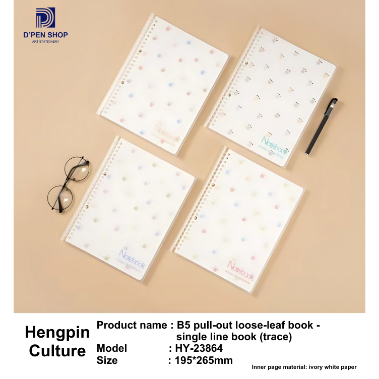 

Notebook B5 Loose Leaf Isi Ulang Spiral Transparan Kertas Ivory Premium Single Line