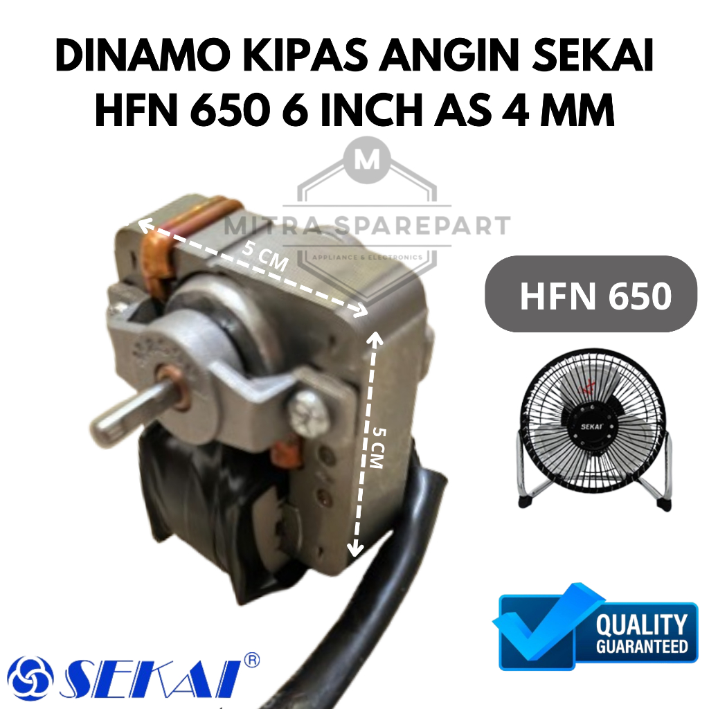 (PROMO) DINAMO KIPAS ANGIN 6 INCH SEKAI HFN-650 AS 4 MM