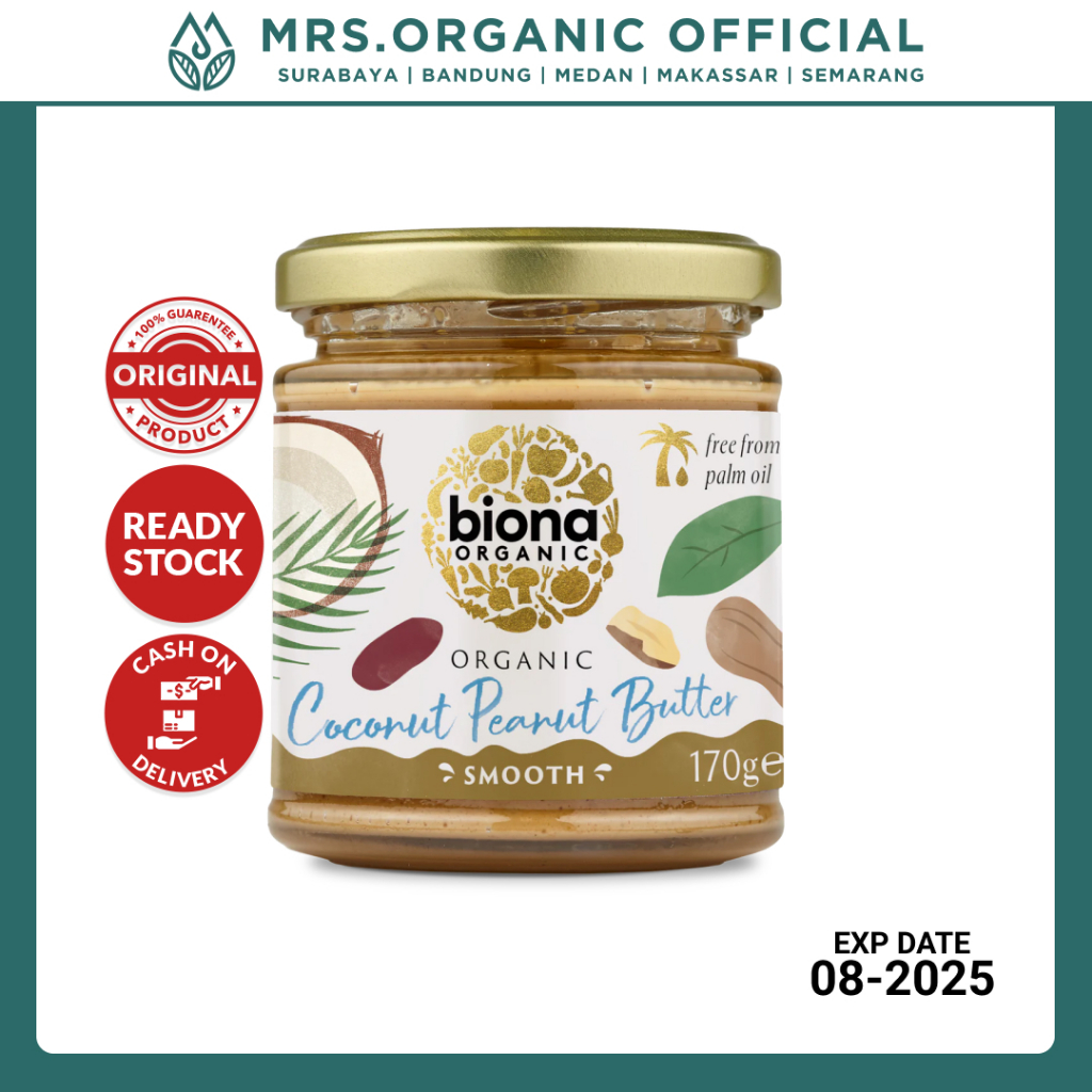 

Selai Kacang Organik Biona Organic Coconut Peanut Butter 170 Gr - Kaya Protein Serat Vegan