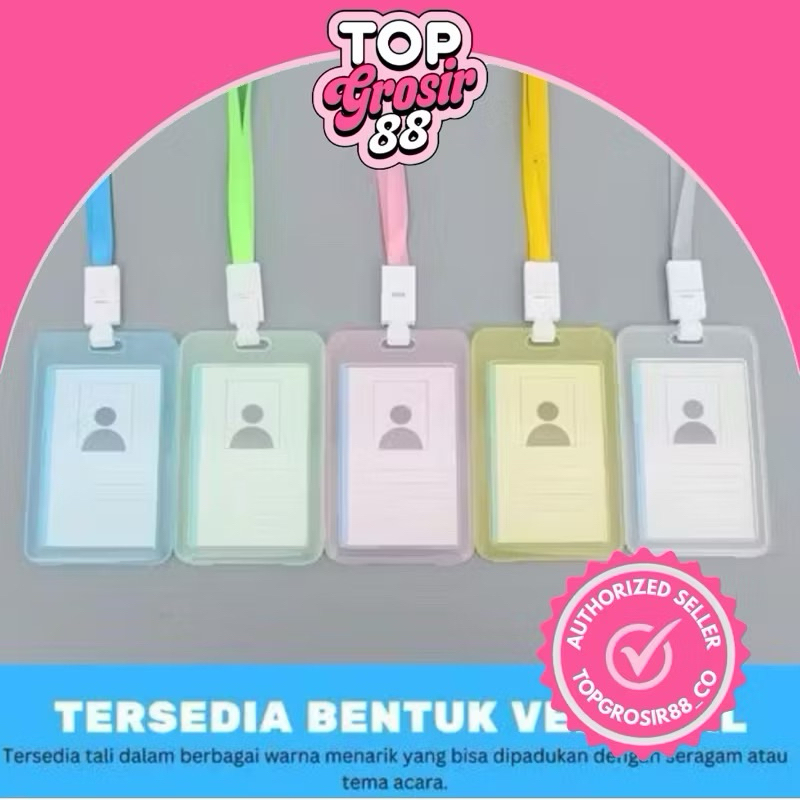

(10 Pcs) Name Tag Lanyard Id Card Gantungan Kartu Nama Transparan