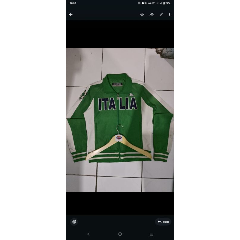 track top Italia Kappa warna hijau putih size small-medium